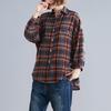 1116 large size women's clothing 55.5 kg fat mm versatile loose and thin cardigan plaid shirt jacket