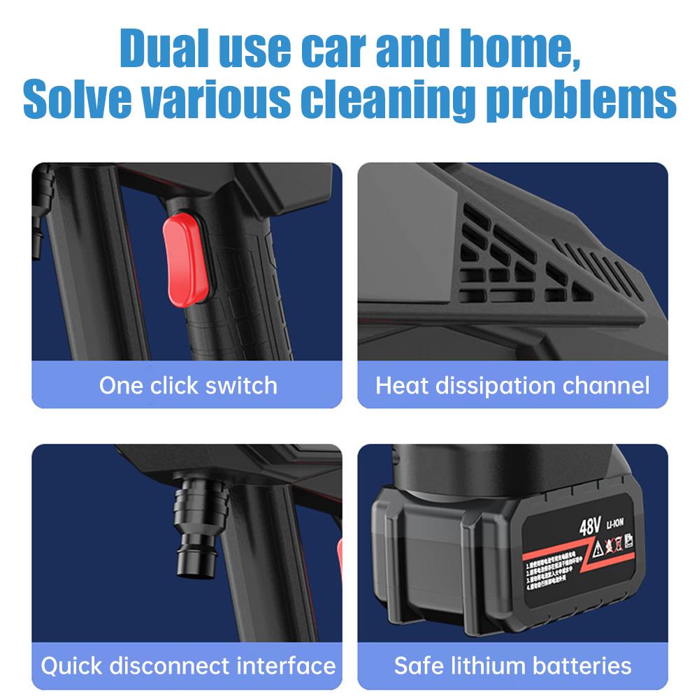200Bar Bezszczotkowa Wysokociśnieniowa Myjka Samochodowa 200W EU/US 6-w-1 Wielofunkcyjna Pistolet Natryskowy do Mycia Samochodu Pompa Myjąca 15000mAh