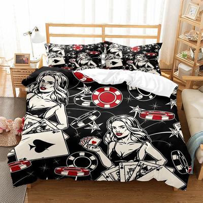 Poker Bedding Set Clown Poker Cards Game Theme Duvet Cover Set Geometric Pattern Comforter Cover For Kids Adults Bedroom Decor