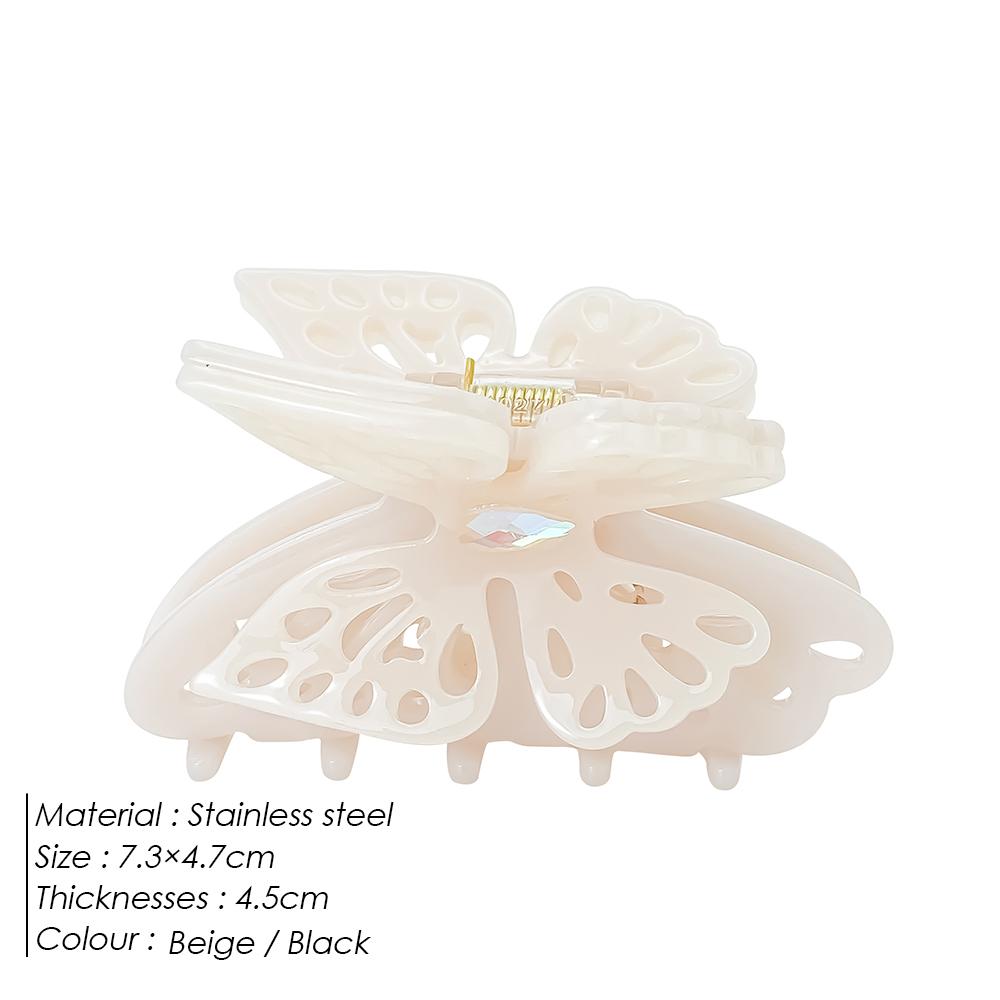 eManco Simple and Trendy Hollow Out Double-Layer Two Tone Butterfly Medium-Sized Clip iInlaid With Czech Rhinestones