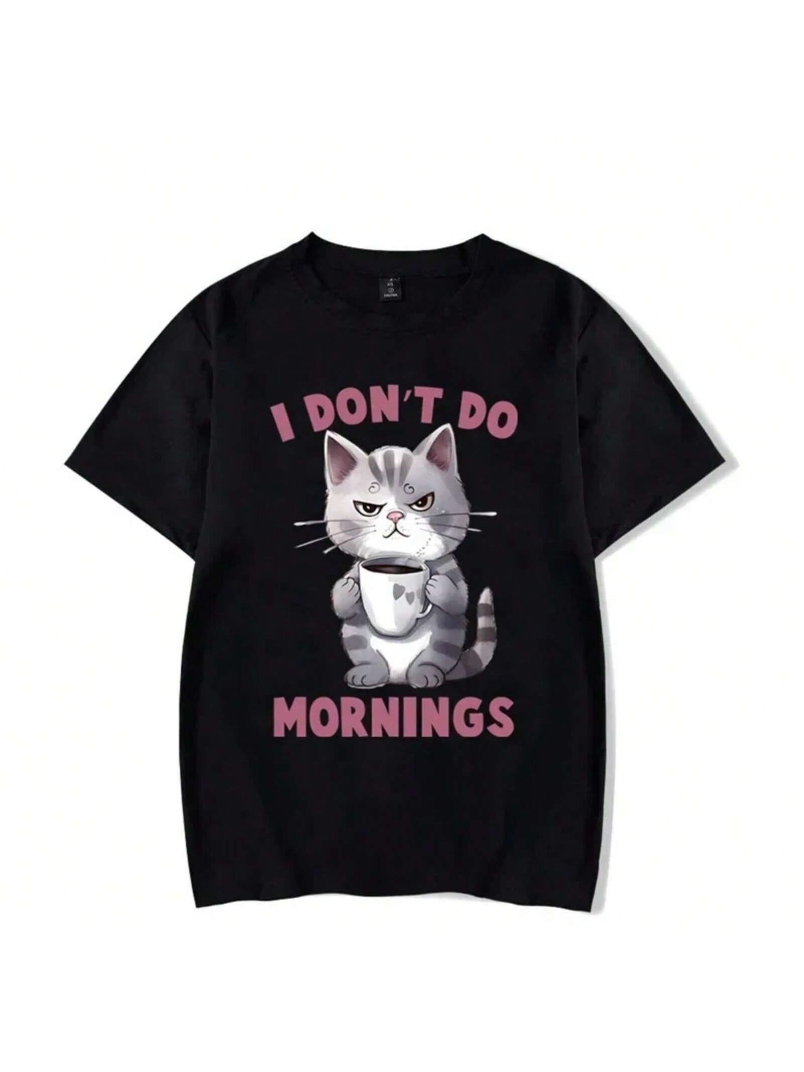I Dont Do Mornings Graphic T Shirts Funny Cat Coffee Tshirts T-Shirt Fashion Harajuku T-Shirts Wounisex unisex Brand T-Shirt S разноцветный