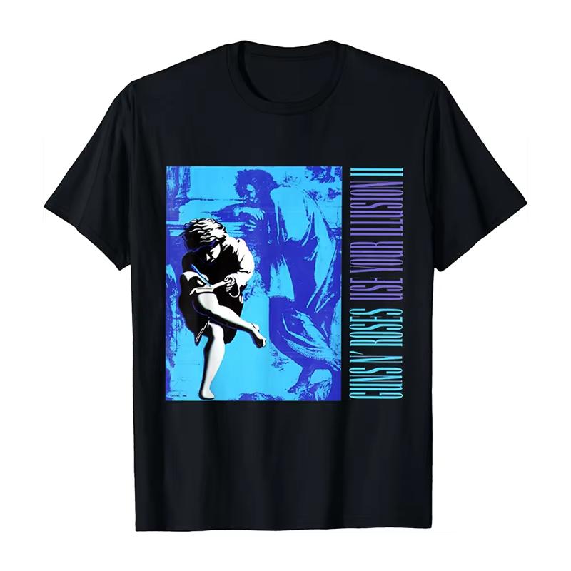 2025 Nowy Guns N 'Roses Rock Punk Amerykański Oversize High Street Męski i Damski Letni Bawełniany Amerykański Wygodny T-shirt