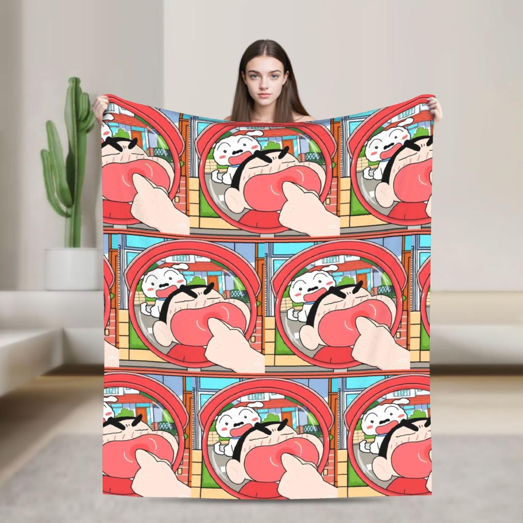 Crayons Shin Chans Anime Blankets Flannel Spring/Autumn Portable Warm Throw Blankets for Bedding Travel Plush Thin Quilt