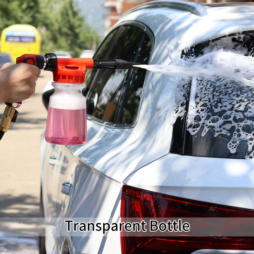 Autowaschschaumpistole mit 1L Flasche Sprühdüse Anschluss Schaumsprüher für Haus Garten Autowäsche