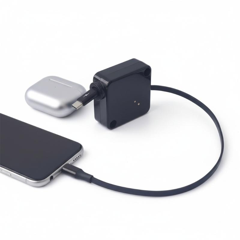 Portable Retractable USB C Charging Cable Featuring 100W Fast Charging 480Mbps Data Transfer Auto Roll Technology for TangleFree Experience