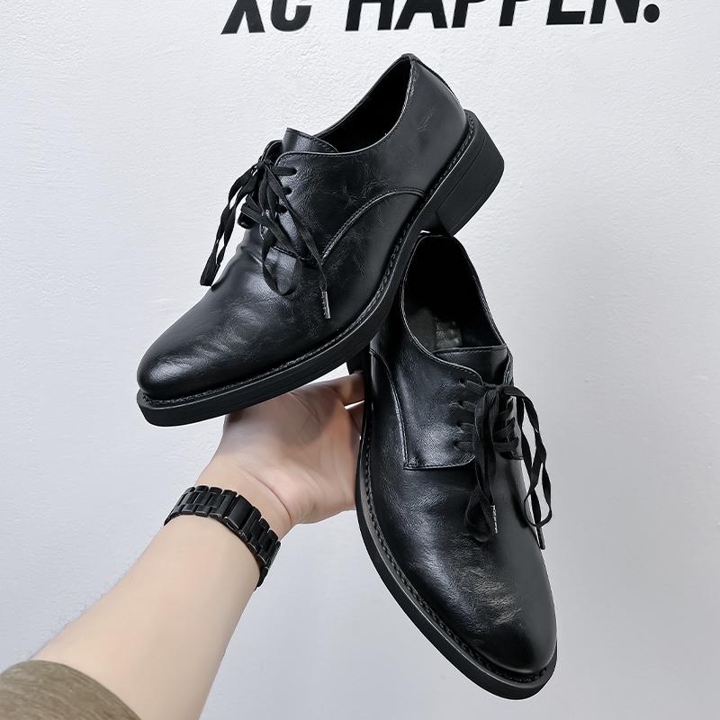 Schwarze Herren Derby Lederschuhe Hochwertiger Stil Büro Business Mode Outdoor Street 38-46 Anziehen Alltagsschuhe Neu