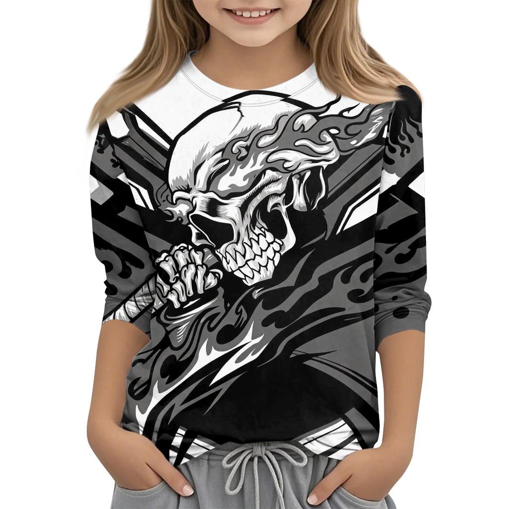 Kids Halloween 3/4 Sleeve T-Shirt for Boys and Girls