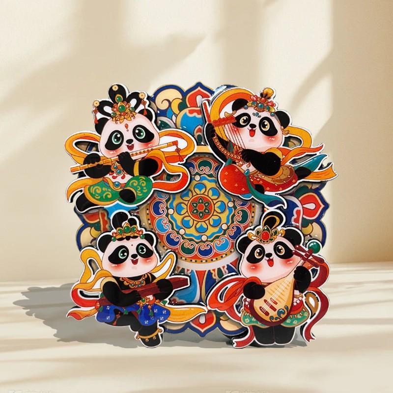 Cartoon Cute Panda Refrigerator Sticker Chinese Style 3d Cartoon Refrigerator Magnet Resin Fridge Magnet for Kitchen Decoration
