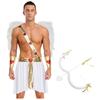 Mens Cupid Costume Set Contrast Color Heart Pattern Skirt Detachable Sleeves Wings Bow Arrow