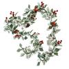 2pcs 2m Xmas Berry Holly Leaves Garland Christmas Faux Garland Winter Snowy Red Berries Hanging Vine For Christmas Wedding Party Decoration