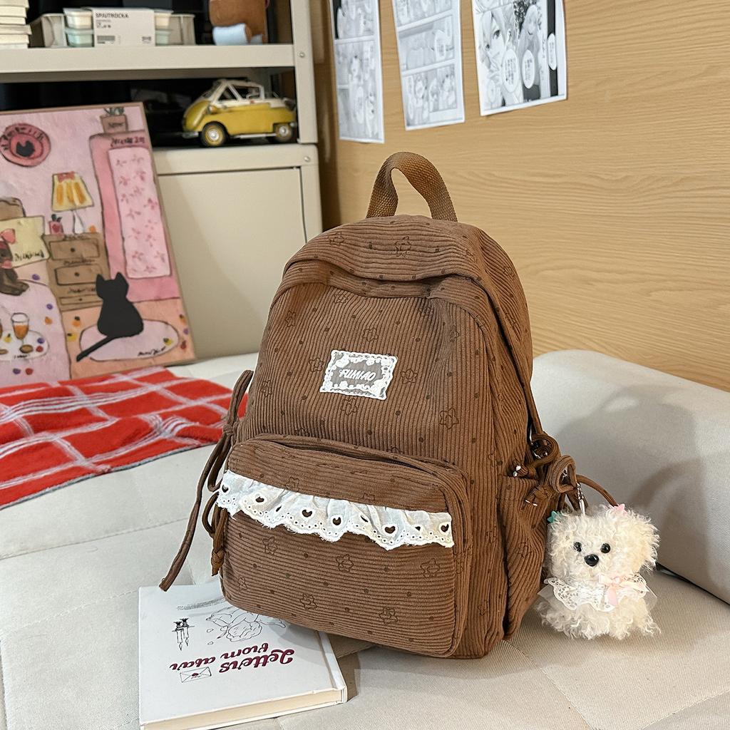 Schoolbag New Backpack Female Korean Version Ins Literary Small Fresh Wind Junior High School Student Backpack Large Capacity Casual Backpack