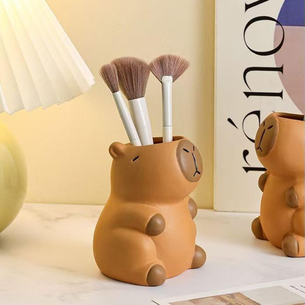 Tabletop Storage Capybara Pencil Storage Box Ornament Capybara Stationery Organizer  Makeup Brush