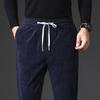 Men's Loose Fit Corduroy Casual Pants - Soft, Breathable, Elastic Waist with Drawstring