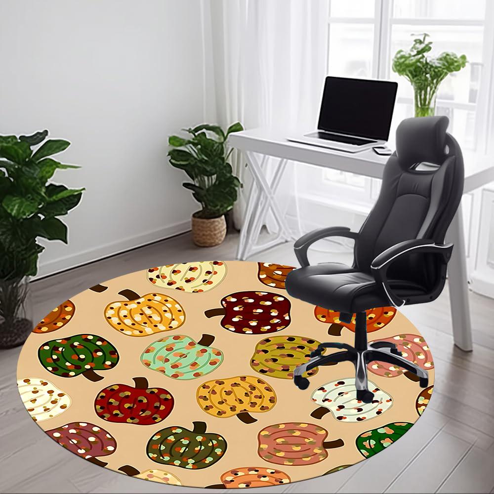 1pc Autumnal Foliage Office Round Rug, Non-slip, Soft and Durable Office Rug for Interior Decoration, Perfect for Office, Beautiful Decoration yy26032