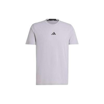 Solid Color Brand Logo Printed Round Neck Pullover Short Sleeve T-Shirt Men Tops Gray IX9147