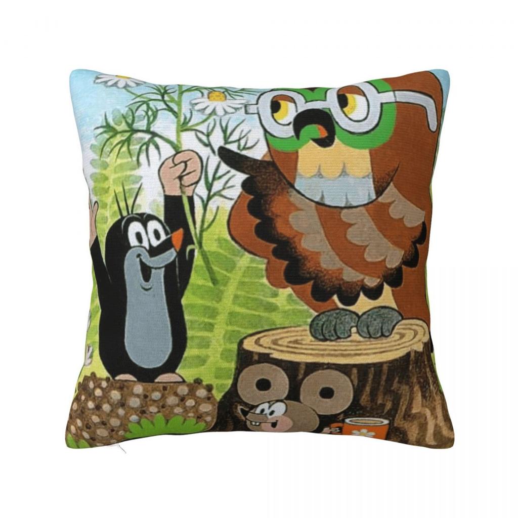The Little Mole & Friends Pillow Cover Polyester Pillow Case Cushion Cover Funny Design Pillowcases For Living Room Chair