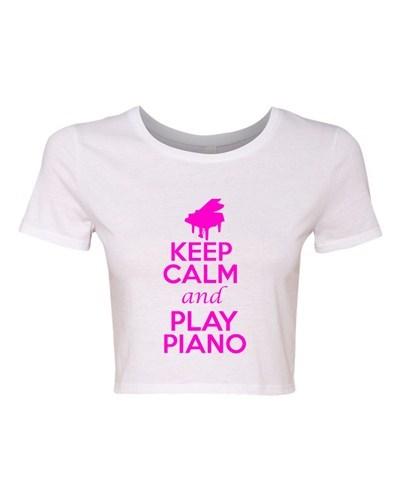 Crop Top Ladies Keep Calm And Play Piano Musician Music Funny Humor T-Shirt Tee Unisex T-Shirt XXXL