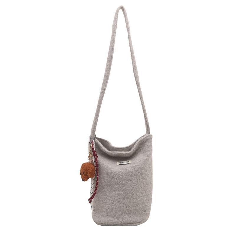 Woolen Large Capacity Bucket Bag For Women With Magnetic Closure And Inner Phone Pocket