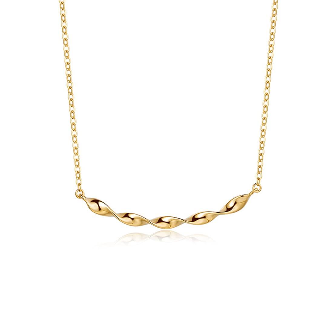 

K18 Yellow Gold Necklace for Spiral Simple White Day Gift Wrapped [FANCIME] Women, Shape, Brand, Swaying, Birthday, Anniversary, Christmas, Present,