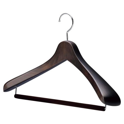 Nakata Hanger - Made In Japan: Set of 5 Wooden Men's Suit Hangers with Felt Bars, Smoke Brown, SET-01 (430mm)