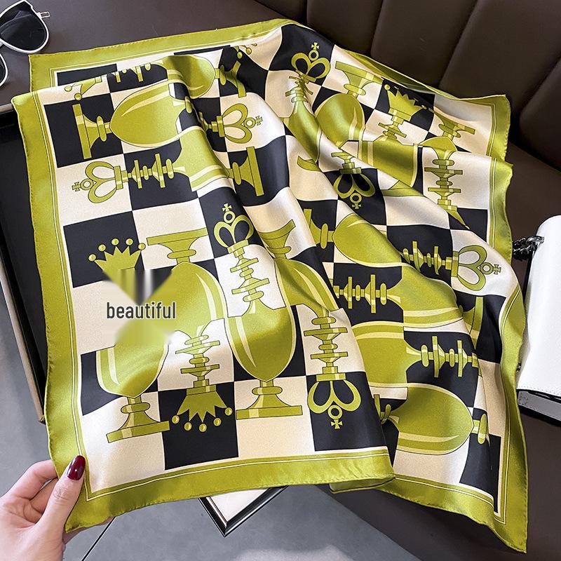 Hangzhou Floral Mulberry Silk Square Scarf - 70cm Silk Twill Women's Neck Accessory