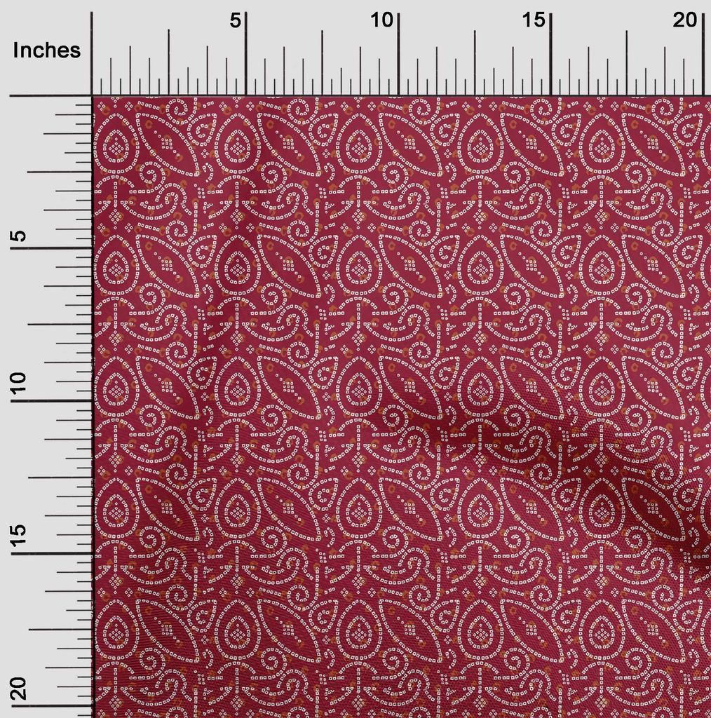 oneOone Cotton Flex Carmine Red Fabric Ethnic Bandhani Fabric For Sewing Printed Craft Fabric By The Yard 40 Inch