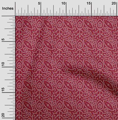 Cotton Flex Carmine Red Fabric Ethnic Bandhani Fabric For Sewing Printed Craft Fabric By The Yard 40 Inch