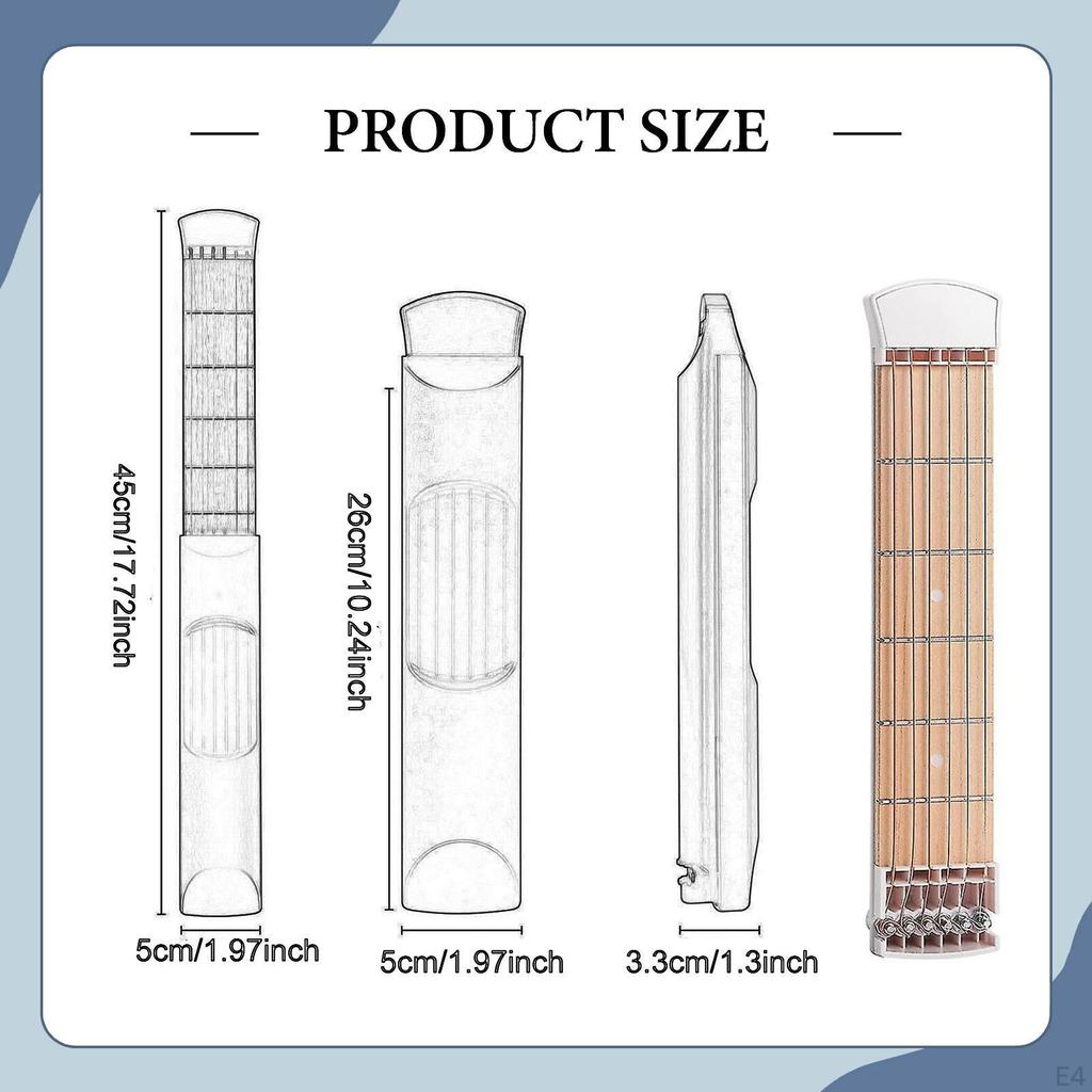 Pocket Guitar Practice Tool Easy To Use with Velvet Pouch for Kids Adults Portable Neck 6