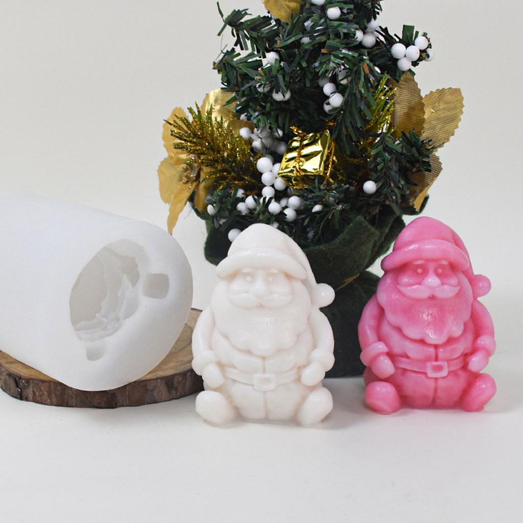 Christmas Santa Candle Mold Santa Candle Silicone Mold for DIY Candle Soap Plaster Ornament Cake Fondant Decoration