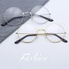 Vintage Round Lightweight Metal Frame Students Glasses Flat Lens for Students