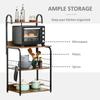 4 Tier Baker S Rack Microwave Stand With 4 Hooks Kitchen Storage Unit For Spices Pots And Pans Rustic Brown