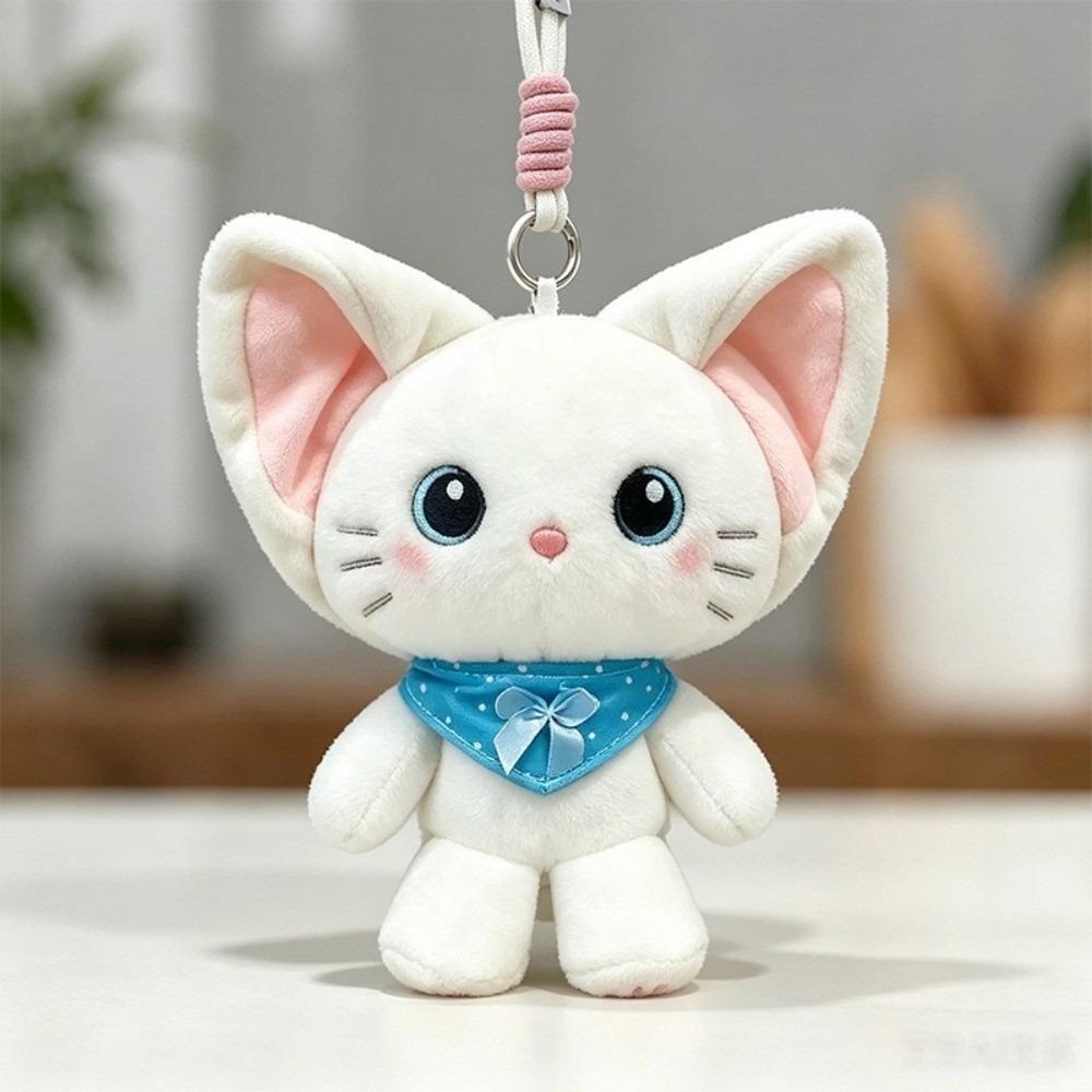 Plush Kitten Stuffed Doll Big Ears Bag Charm Kawaii Cat Keychain Christmas Party Gifts