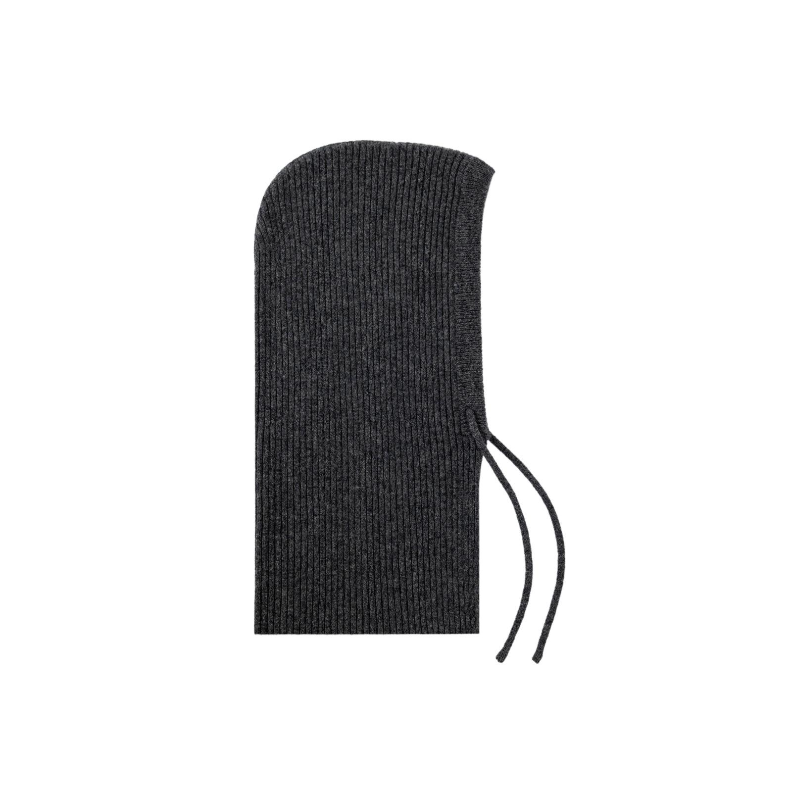 

100% Wool Knitted Hood Hat Scarf Elegant Hats Beanies Women Men Winter Neck Warm Balaclava Headgear Caps Korean Bonnet Winter темно-сірий