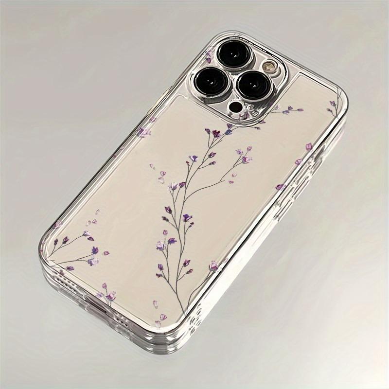 Dried Purple Flower Phone Case For iPhone 17 Air 16E 16 15 14 11 Pro Max Plus 13 12 Mini 8 7 X Transparent Shockproof Cover