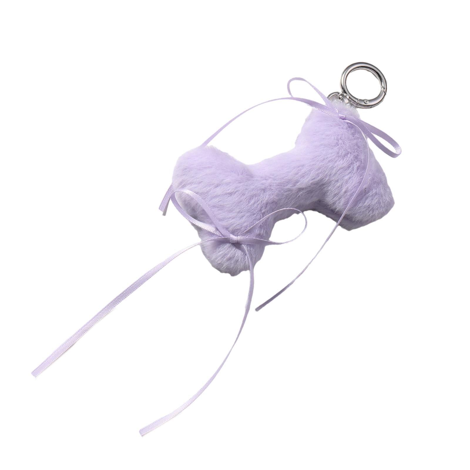 

Брелок для ключей в виде плюшевой кости, мягкий держатель для ключей в виде кости с маленьким бантом из ленты, подходит для молодых женщин и студентов фиолетовый
