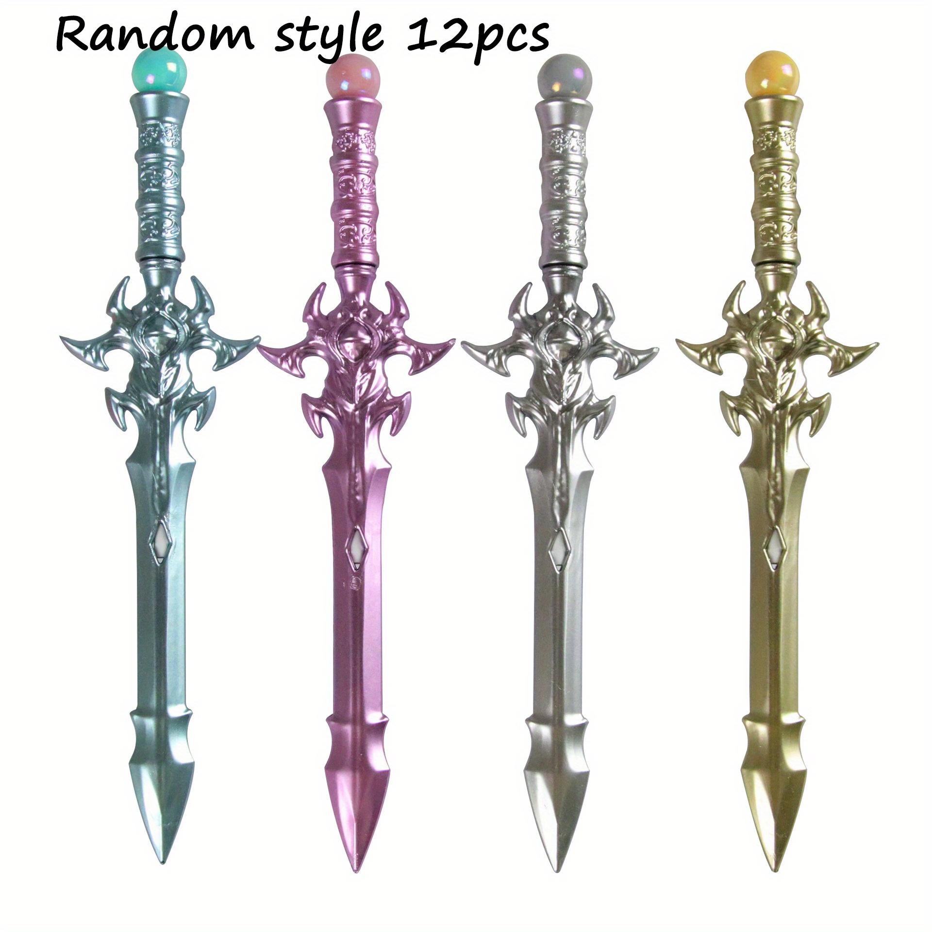

12pcs 0.5mm Sword-shape Gel Pen Black 0.5mm Decompression Pen Anti-slip Grip Easy To Refill for Student Adult Gift Back To School Random style