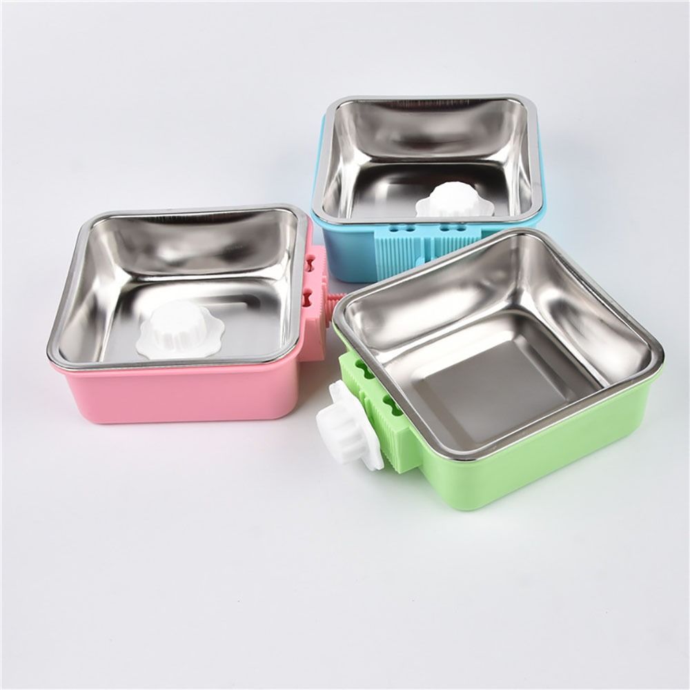 Detachable Stainless Steel Cat Bowl Hangable Anti Rollover Pets Food Dispenser Cage Accessories Hamster Food Feeder Guinea Pig
