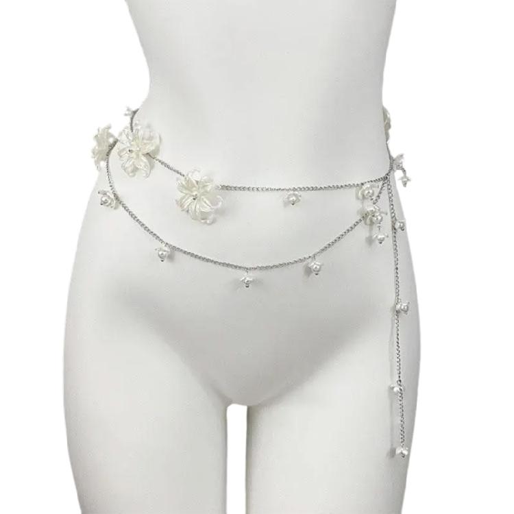 Elegant Waist Belt Aesthetic Stylish Charm Photo Props Belt for Jeans Dress Belt Body Jewelry Pearls Chain