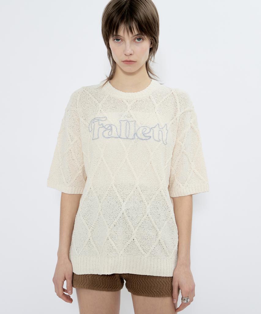 FALLETT Story Logo Argyle Summer Knit Sky Blue