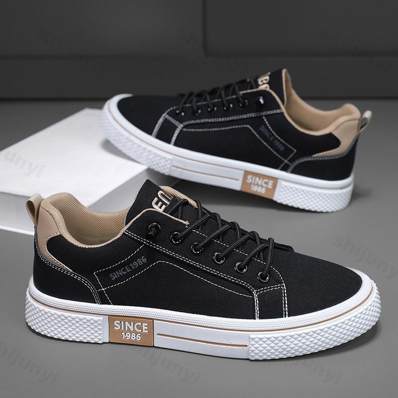 

Breathable Comfortable Ccise Designed Casual Canvas Shoes for Men 2026 Autumn Fashi Low Top Versatile N Slip Flat Sneakers 44 чорний