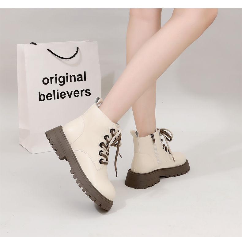 Petite Women's Fleece-Lined British-Style Martin Snow Boots for Autumn/Winter