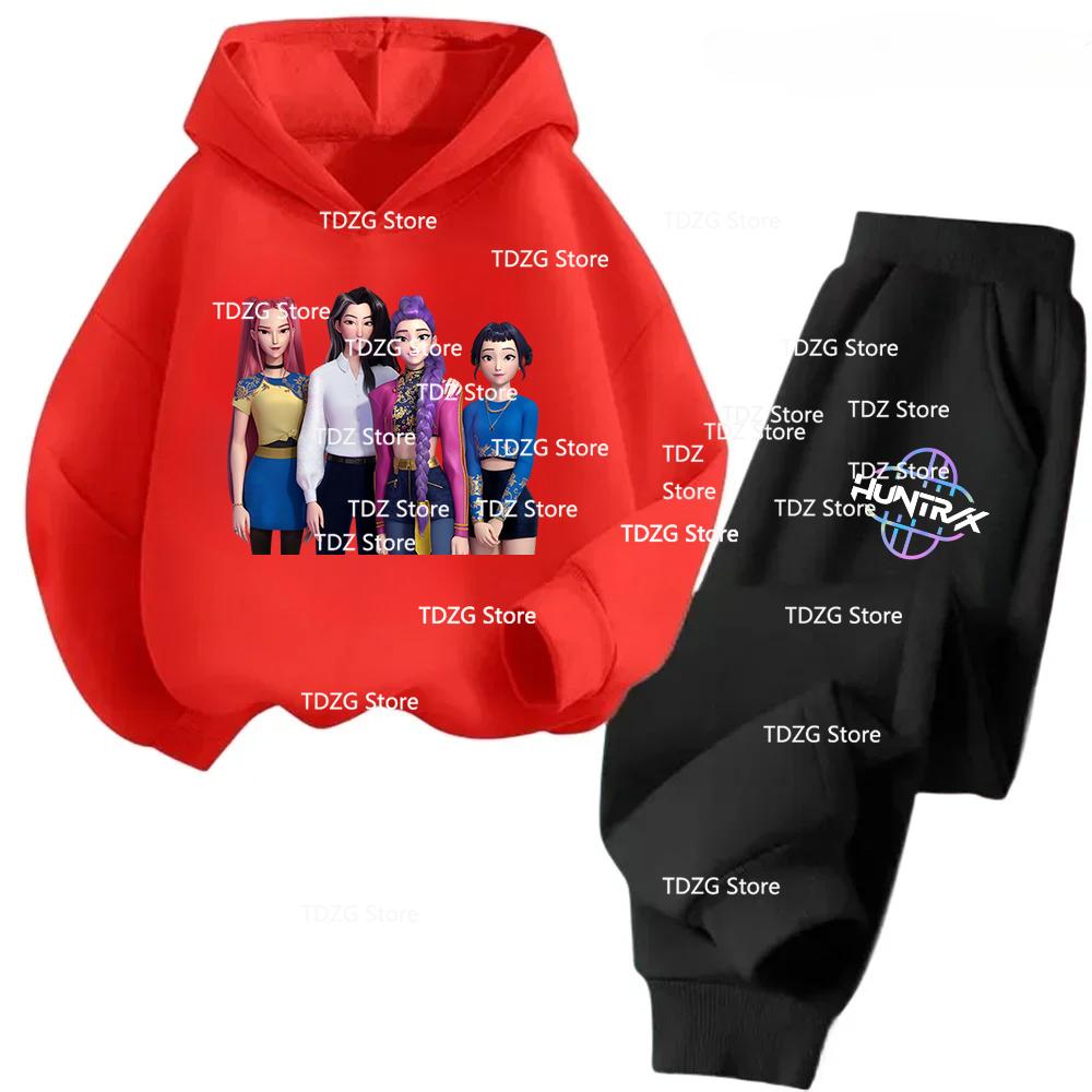 Hot Movie KPop Witch Hunter Group Fleece Hooded Children's Set Hoodies+Pants Suit Fashion Boy Girl Sport Tracksuit Autumn Winter