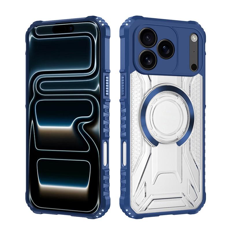 Shockproof Clear Armor Case For iPhone 17 Pro Max 16 15 14 13 Pro Max Magnetic Metal Ring Hybrid TPU+PC Phone Bumper Cover