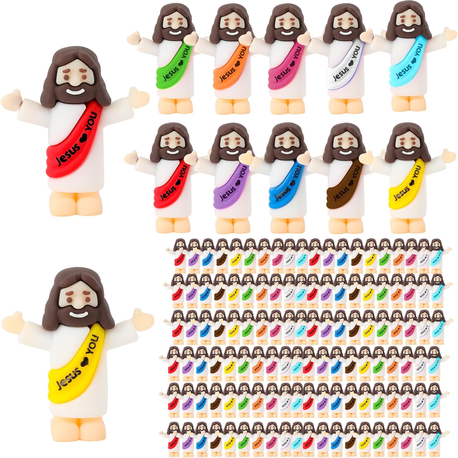 120 Pack Mini Jesus Figurines in Bulk, Little Jesus Figures Toys to Hide Jesus Loves You Tiny Jesus Figures for Religious Party Favors Easter Egg