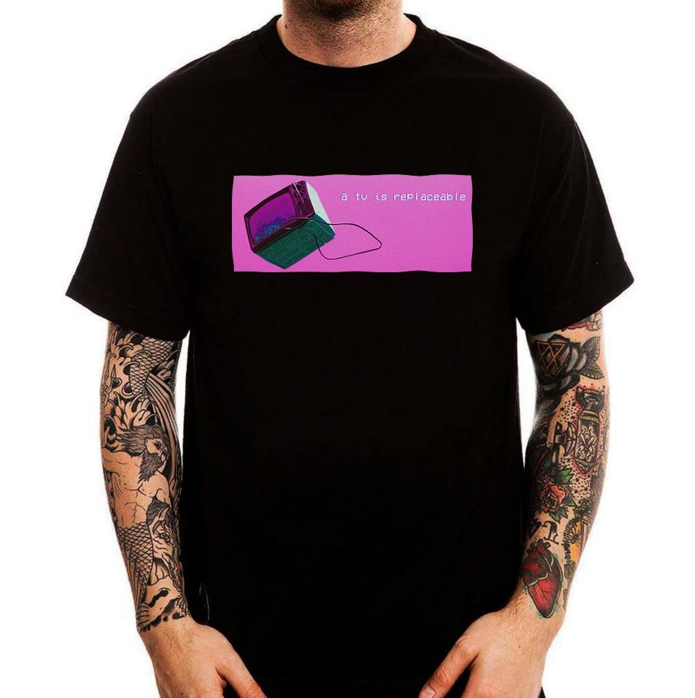 A TV Is Replaceable Vaporwave Aesthetics Printed Cotton T-Shirt Top Tee 100
