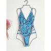 Women Backless Snakeskin Print One Piece Swimsuit Beach Swimming Wear