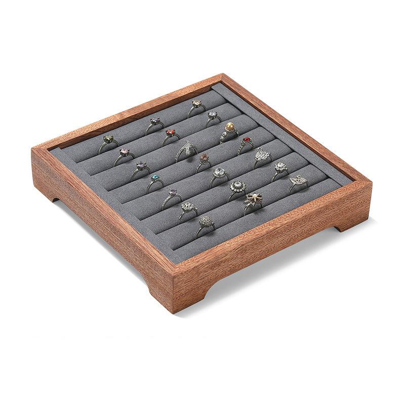 Wooden Jewelry Display Tray Large Capacity Ring Storage Trays Counter Earring Organizer Display Props Jeweler Jewelry Tray
