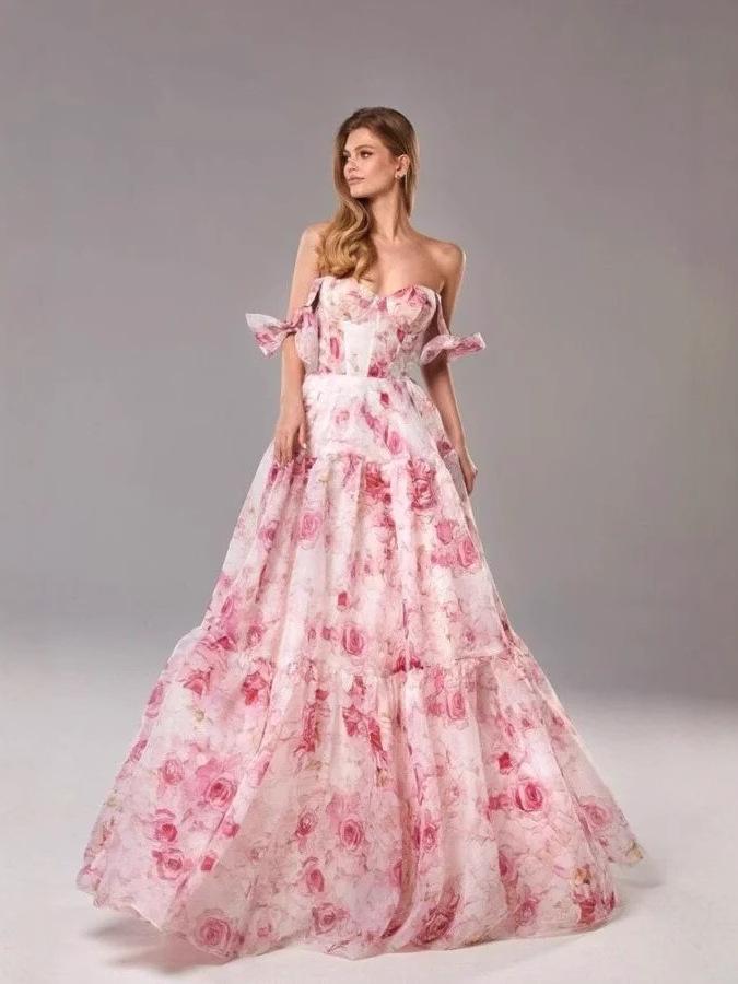 Spring & Summer Strapless Organza Evening Dress - Elegantly Designed for Women in European & American Fashion Trends