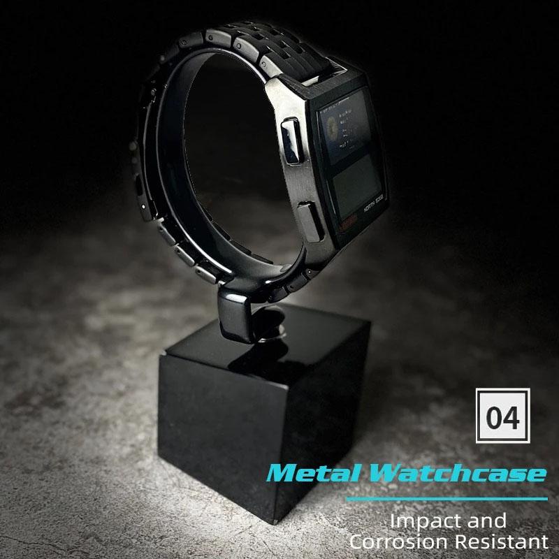 NORTH EDGE Herren Digitaluhr Retro Industrie Metall Stil Wasserdicht 50M Sport Uhren Für Männer Welt Zeit reloj de hombre