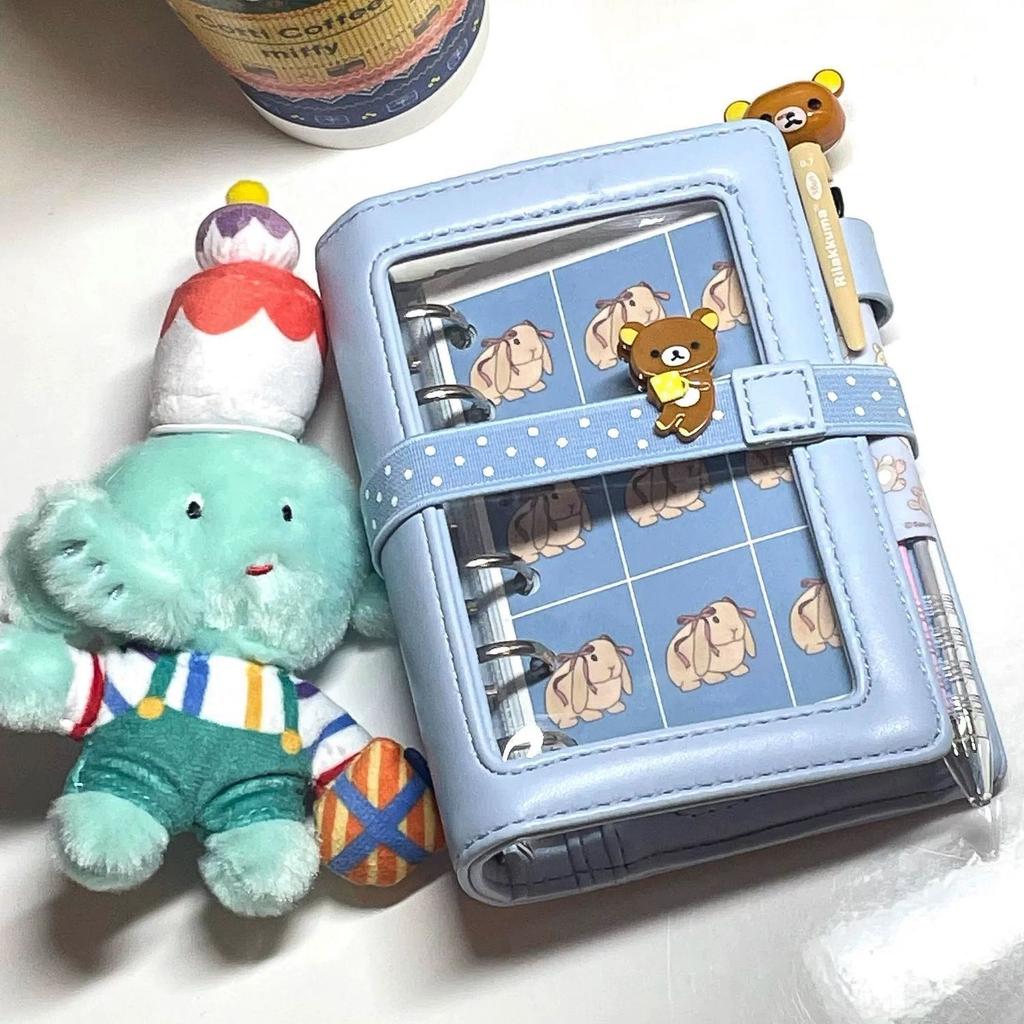 A7 Pink Blue Binder Korean Heart Postcard Window Photocard Note Diary Planner Leather Cover Stationery Sketchbook